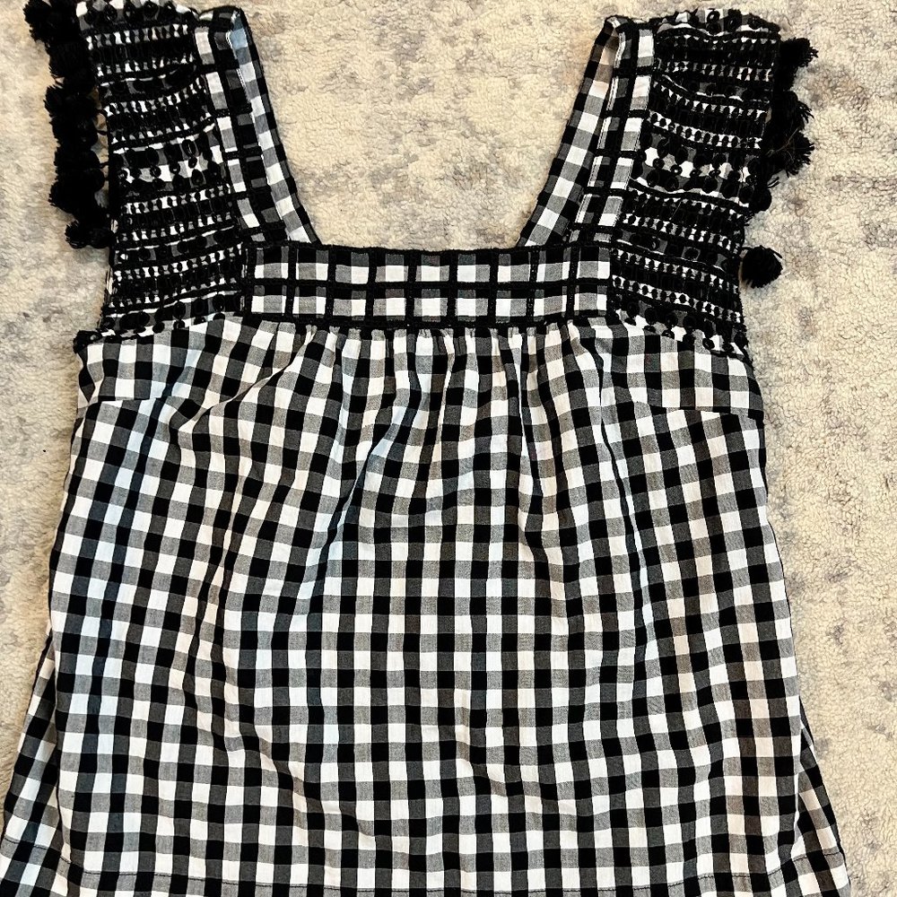 Black + White J. Crew Fringe Shirt